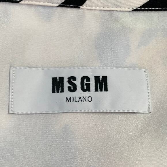 XL White Multi Color Polyester Viscose Floral Nautical Stripe Button Up Shirt - Picture 8 of 10